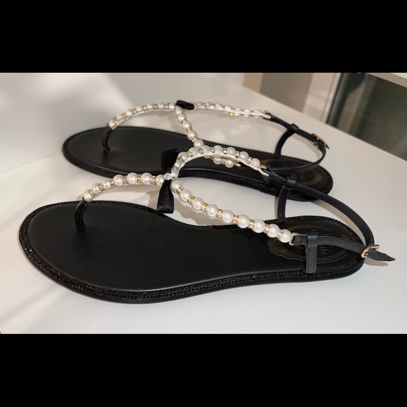 Rene Caovilla Pearl Embellished Sandals 37.5 - Picture 3 of 3
